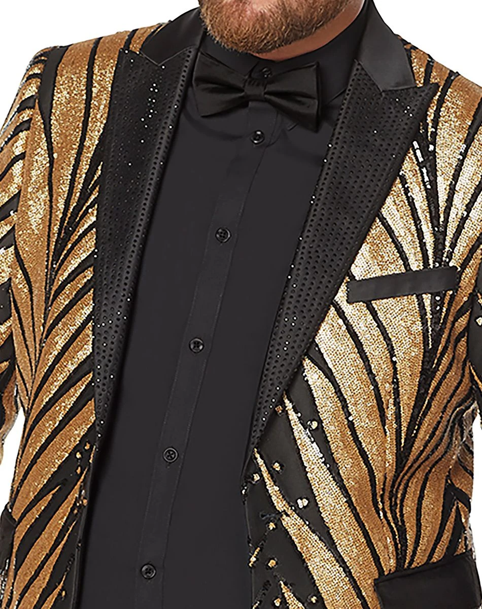 Spirit Halloween Adult '20s Gold and Black Plus Size Jacket 4 Spirit Halloween Adult '20s Gold and Black Plus Size Jacket - Image 2