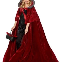 Spirit Halloween Adult Faux Fur Red Riding Hood Cape Deluxe
