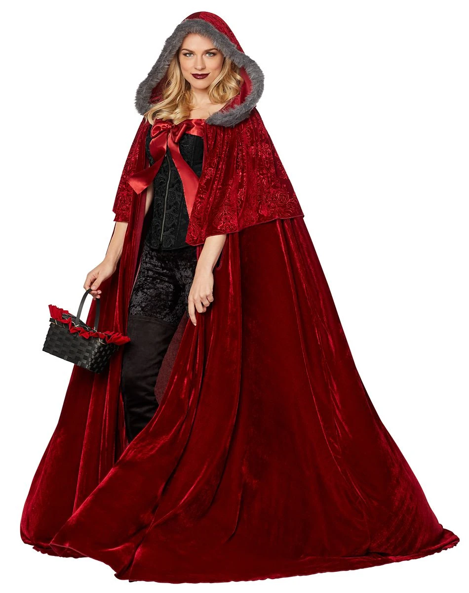 Spirit Halloween Adult Faux Fur Red Riding Hood Cape Deluxe 3 Spirit Halloween Adult Faux Fur Red Riding Hood Cape Deluxe