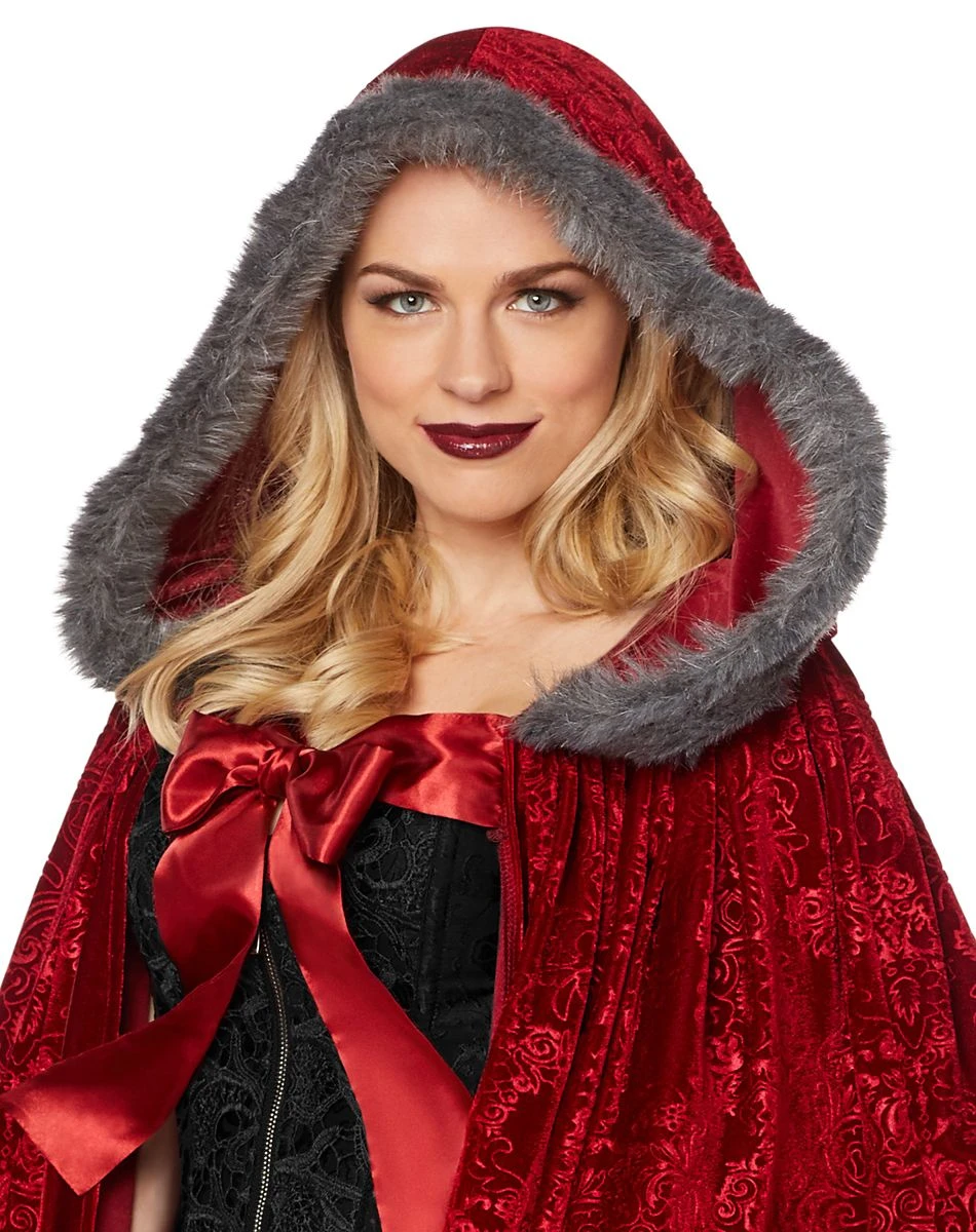 Spirit Halloween Adult Faux Fur Red Riding Hood Cape Deluxe 5 Spirit Halloween Adult Faux Fur Red Riding Hood Cape Deluxe - Image 3