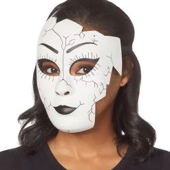 Spirit Halloween Broken Doll Half Mask -HALLOWEEN COSTUMES Sales Store 01497213 c