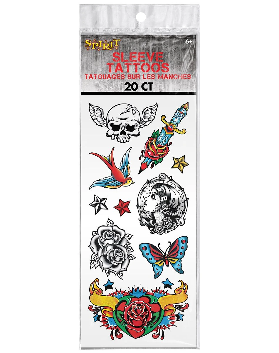 Spirit Halloween Punk Sleeve Temporary Tattoos 3 Spirit Halloween Punk Sleeve Temporary Tattoos