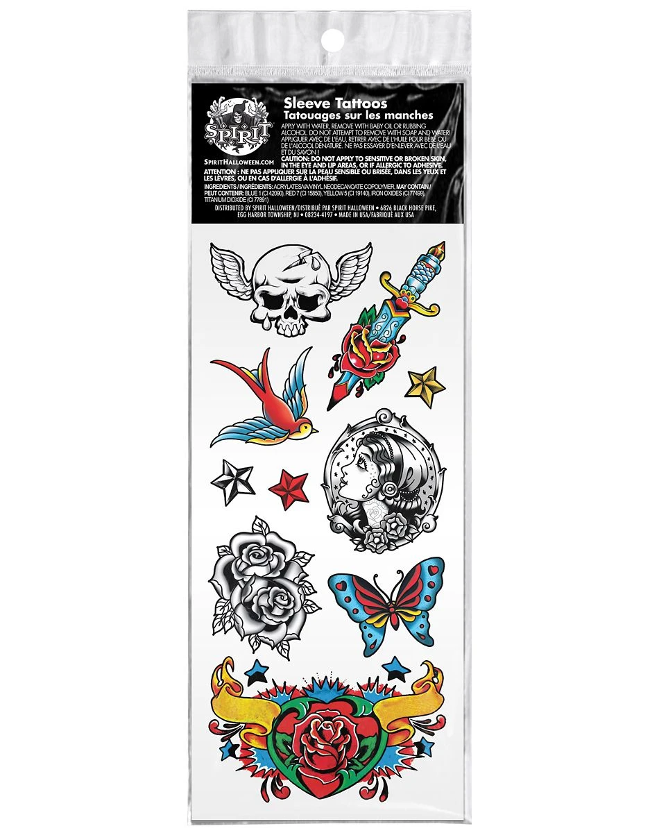 Spirit Halloween Punk Sleeve Temporary Tattoos 4 Spirit Halloween Punk Sleeve Temporary Tattoos - Image 2
