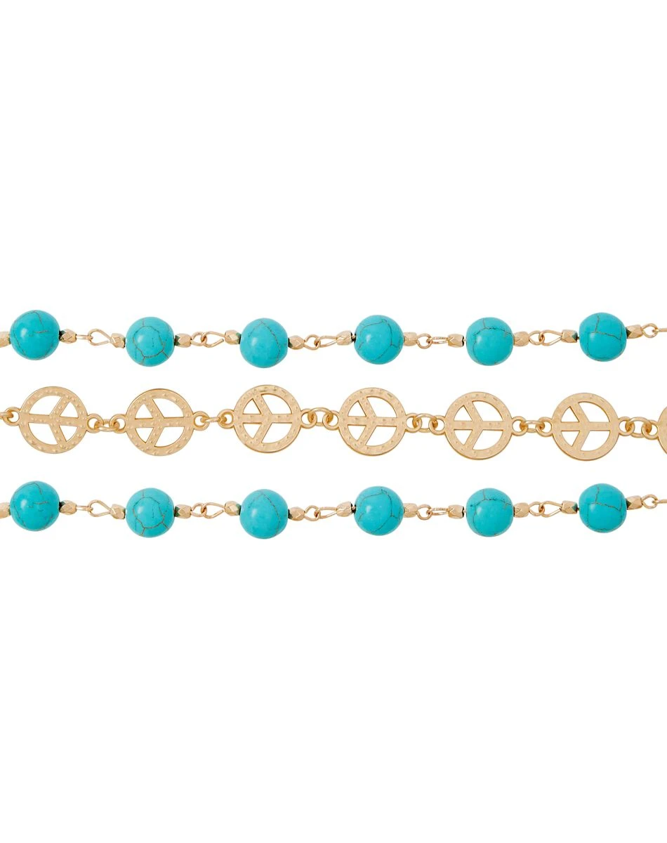 Spirit Halloween '60s Teal Peace Sign Bracelet Set 4 Spirit Halloween '60s Teal Peace Sign Bracelet Set - Image 2