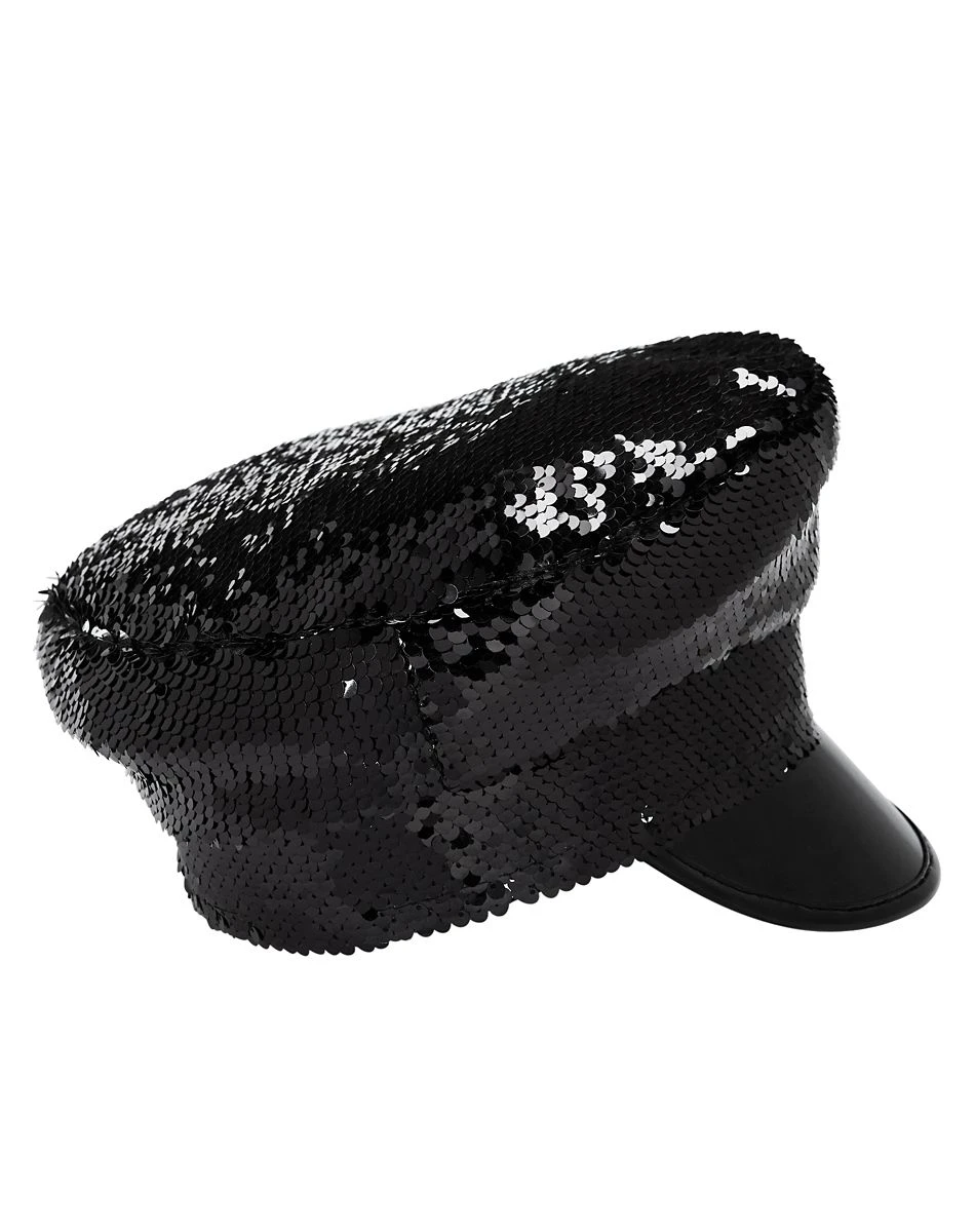 Spirit Halloween Black and Silver Reversible Sequin Hat 5 Spirit Halloween Black and Silver Reversible Sequin Hat - Image 3
