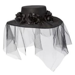 Spirit Halloween Black Veiled Day of the Dead Flower Hat -HALLOWEEN COSTUMES Sales Store 01507011 c