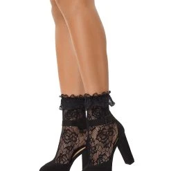 Spirit Halloween Black Lace Ruffle Socks