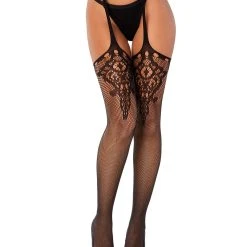 Spirit Halloween Lace Pattern Garter Tights