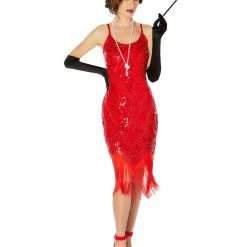 Spirit Halloween Adult Red Sequin Flapper Dress