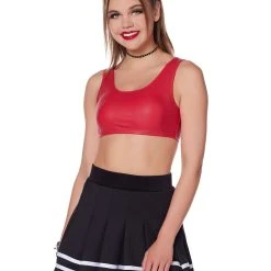 Spirit Halloween Red Faux Leather Sports Bra