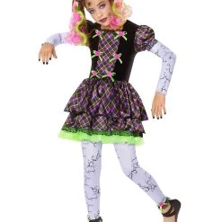 Spirit Halloween Kids Neon Broken Doll Costume