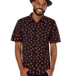 Spirit Halloween Pumpkin Print Button Down Shirt -HALLOWEEN COSTUMES Sales Store 01526292 c