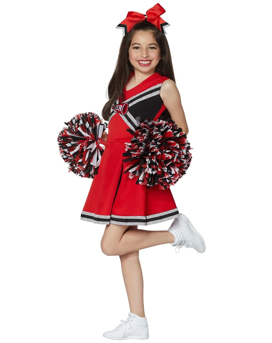 Spirit Halloween Kids Red and Black Cheerleader Costume 3 Spirit Halloween Kids Red and Black Cheerleader Costume