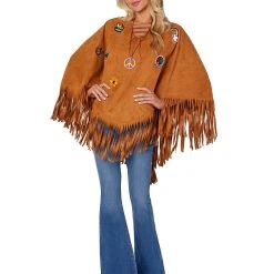 Spirit Halloween Adult Free Spirit Poncho Hippie Costume