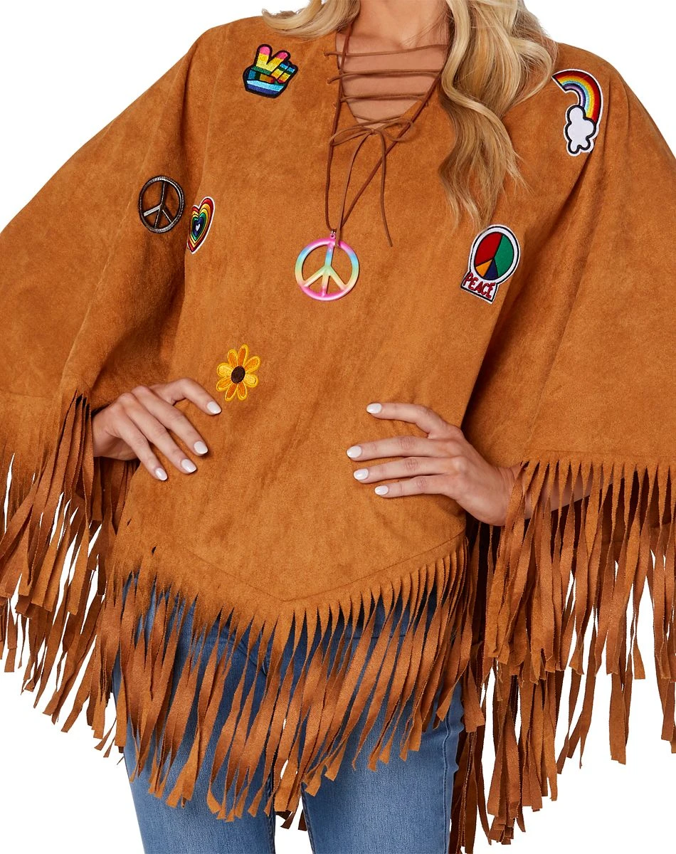 Spirit Halloween Adult Free Spirit Poncho Hippie Costume 5 Spirit Halloween Adult Free Spirit Poncho Hippie Costume - Image 3