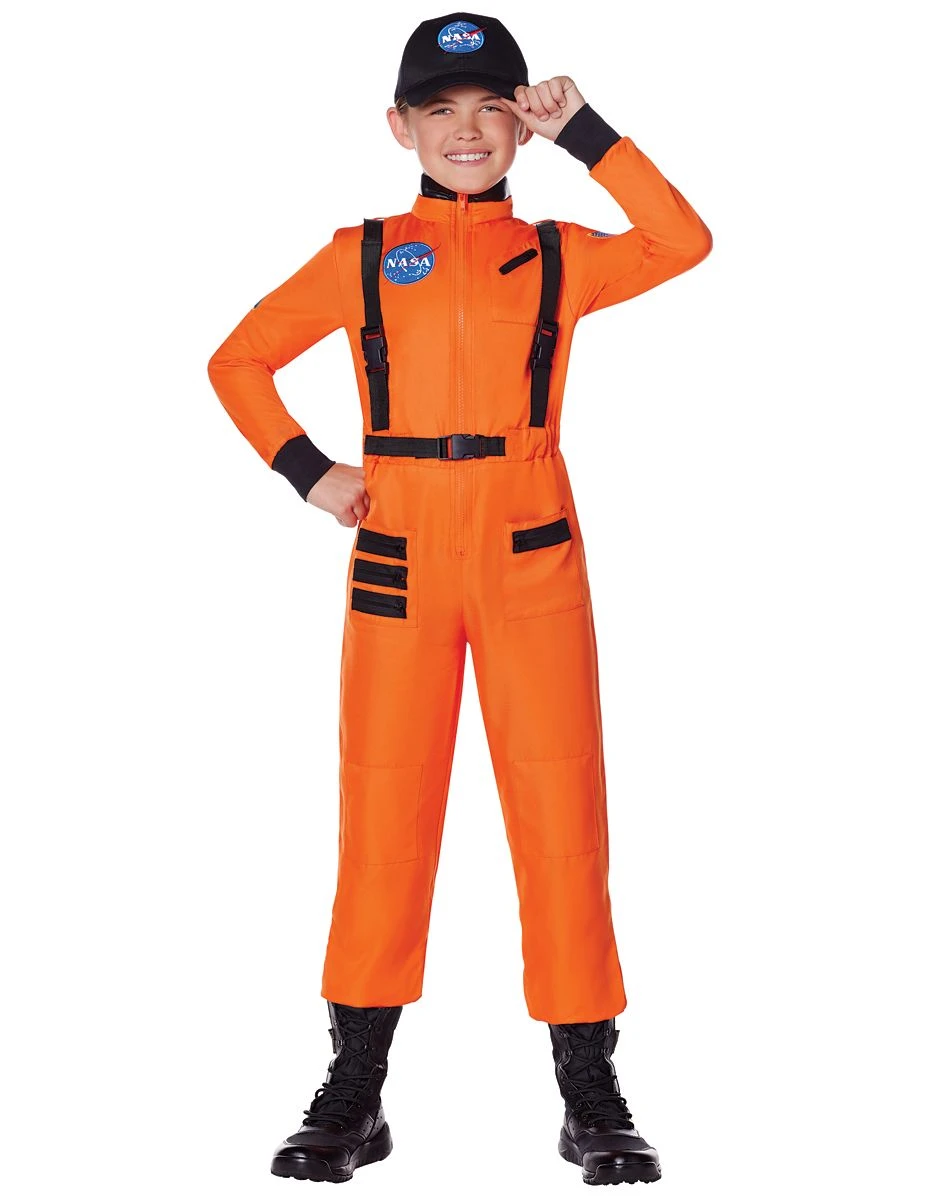 Spirit Halloween Kids Orange NASA Jumpsuit Costume 3 Spirit Halloween Kids Orange NASA Jumpsuit Costume