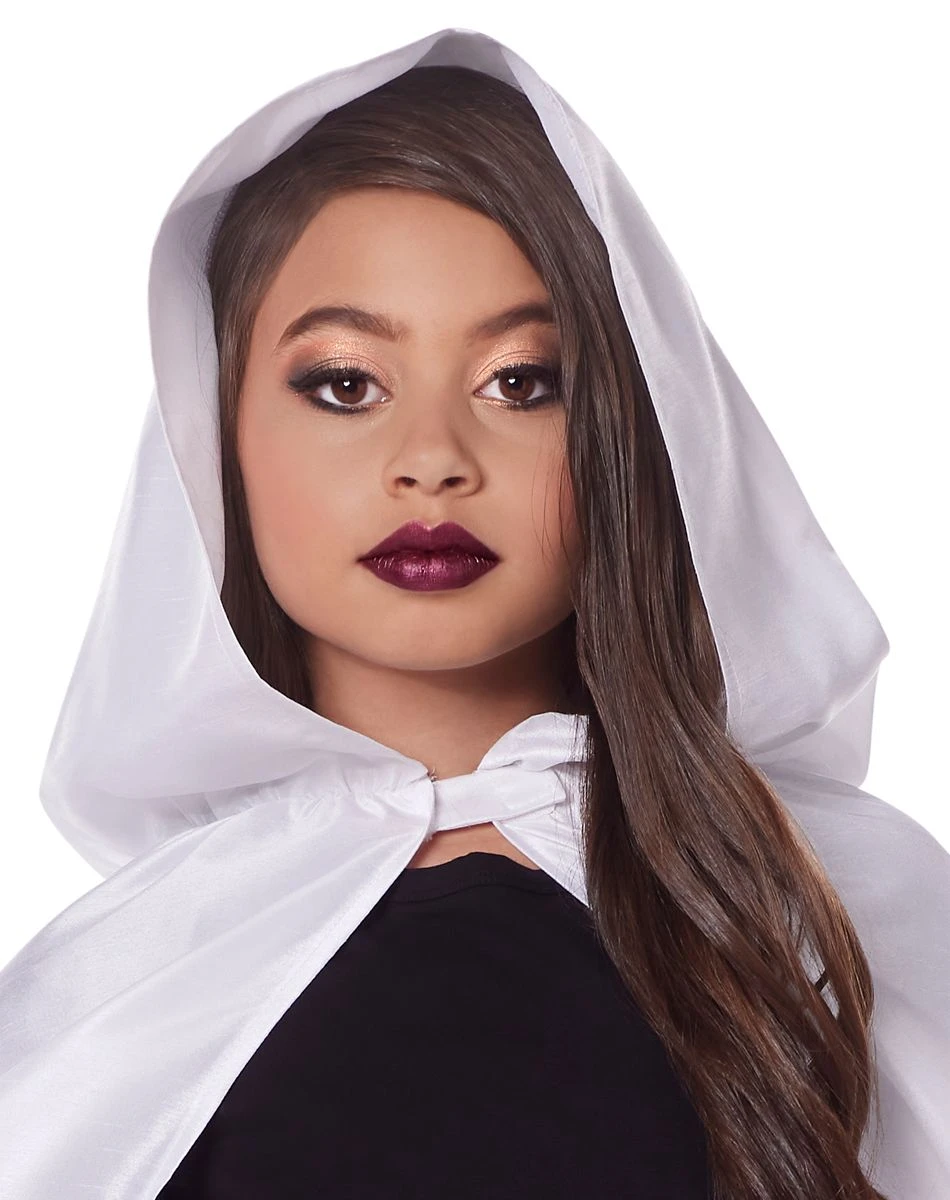 Spirit Halloween Kids White Hooded Cape 5 Spirit Halloween Kids White Hooded Cape - Image 3