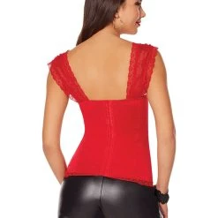 Spirit Halloween Adult Red Lace Cap Sleeve Corset 6 Spirit Halloween Adult Red Lace Cap Sleeve Corset -HALLOWEEN COSTUMES Sales Store 01572684 b