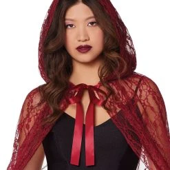 Spirit Halloween Adult Burgundy Lace Cape -HALLOWEEN COSTUMES Sales Store 01574193 c