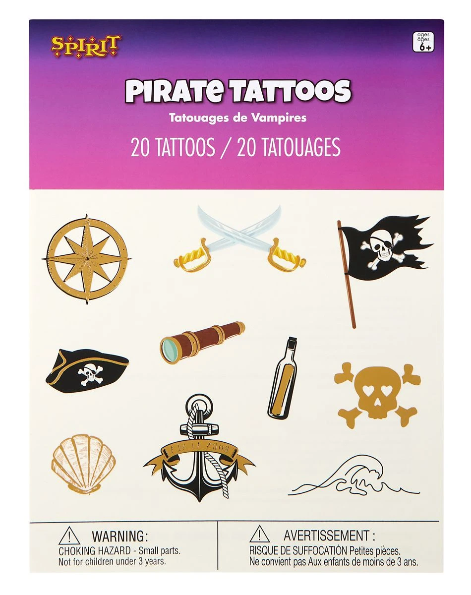 Spirit Halloween Pirate Temporary Tattoos 6 Spirit Halloween Pirate Temporary Tattoos - Image 4