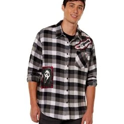 Spirit Halloween Adult Ghost Face Flannel Shirt