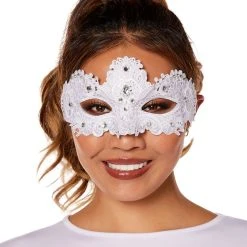 Spirit Halloween Angel White Lace Eye Half Mask
