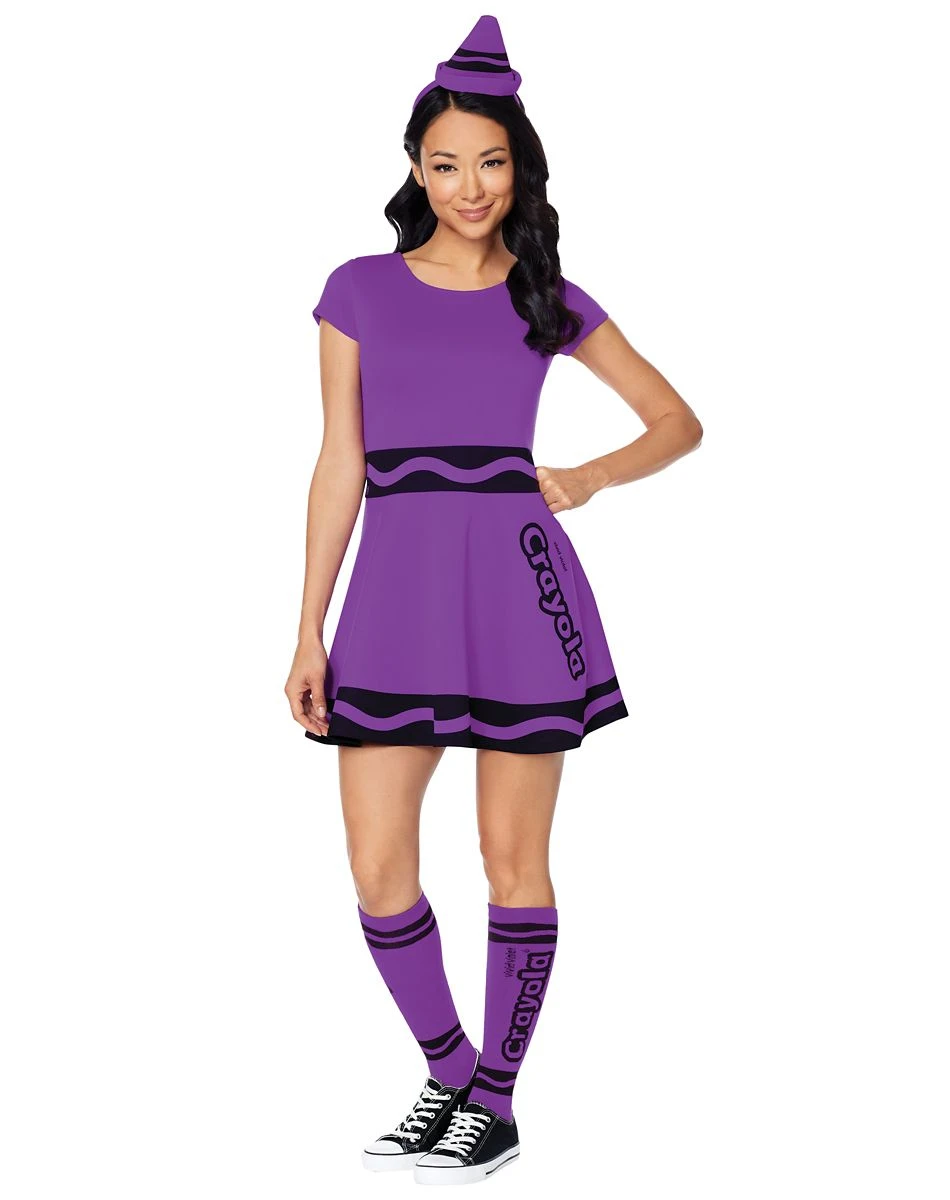 Spirit Halloween Adult Vivid Violet Crayon Dress Costume - Crayola 3 Spirit Halloween Adult Vivid Violet Crayon Dress Costume - Crayola
