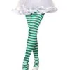 Spirit Halloween Girls Green and White Striped Tights -HALLOWEEN COSTUMES Sales Store 07059470 a