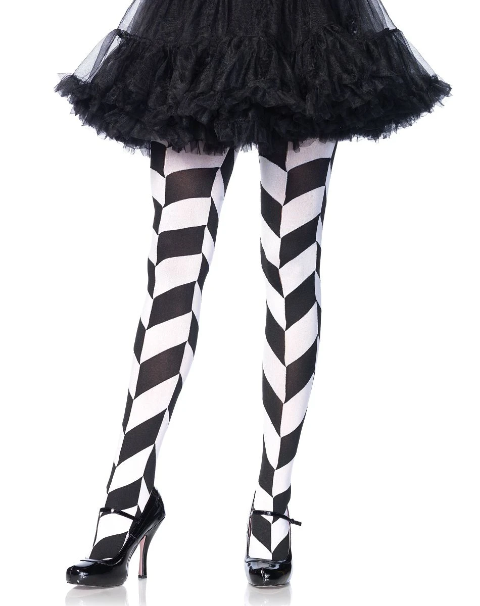 Spirit Halloween Black and White Chevron Tights 3 Spirit Halloween Black and White Chevron Tights