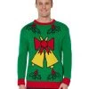 Spirit Halloween Adult Singing Light Up Bell Ugly Christmas Sweater -HALLOWEEN COSTUMES Sales Store 07440654 a