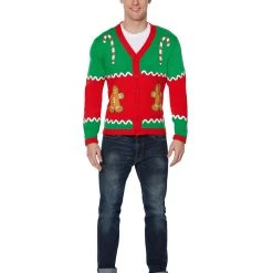Spirit Halloween Adult Gingerbread Ugly Christmas Sweater Cardigan -HALLOWEEN COSTUMES Sales Store 07440803 e