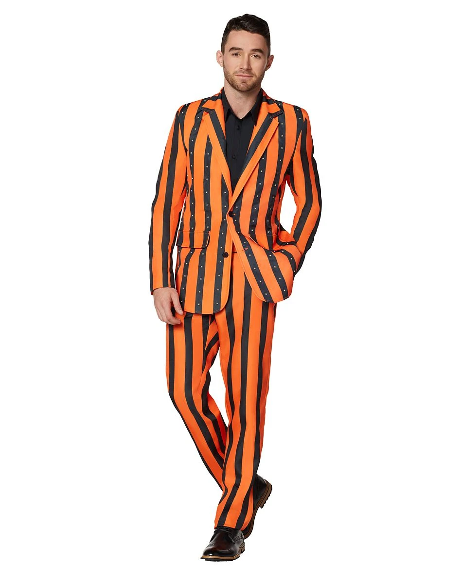Spirit Halloween Adult Orange and Black Light Up Striped Suit 3 Spirit Halloween Adult Orange and Black Light Up Striped Suit