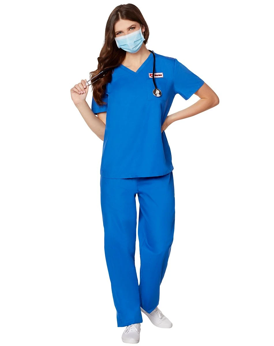 Spirit Halloween Adult Blue Medical Scrubs Costume 4 Spirit Halloween Adult Blue Medical Scrubs Costume - Image 2
